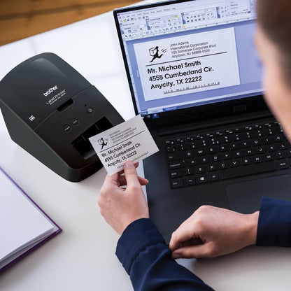 QL-600 Desktop Monochrome Label Printer, up to 2.4" Label Width, No Ink Required, Uses  Genuine DK Drop-In Rolls for Fast Labeling and Easy Integration with Microsoft Applications