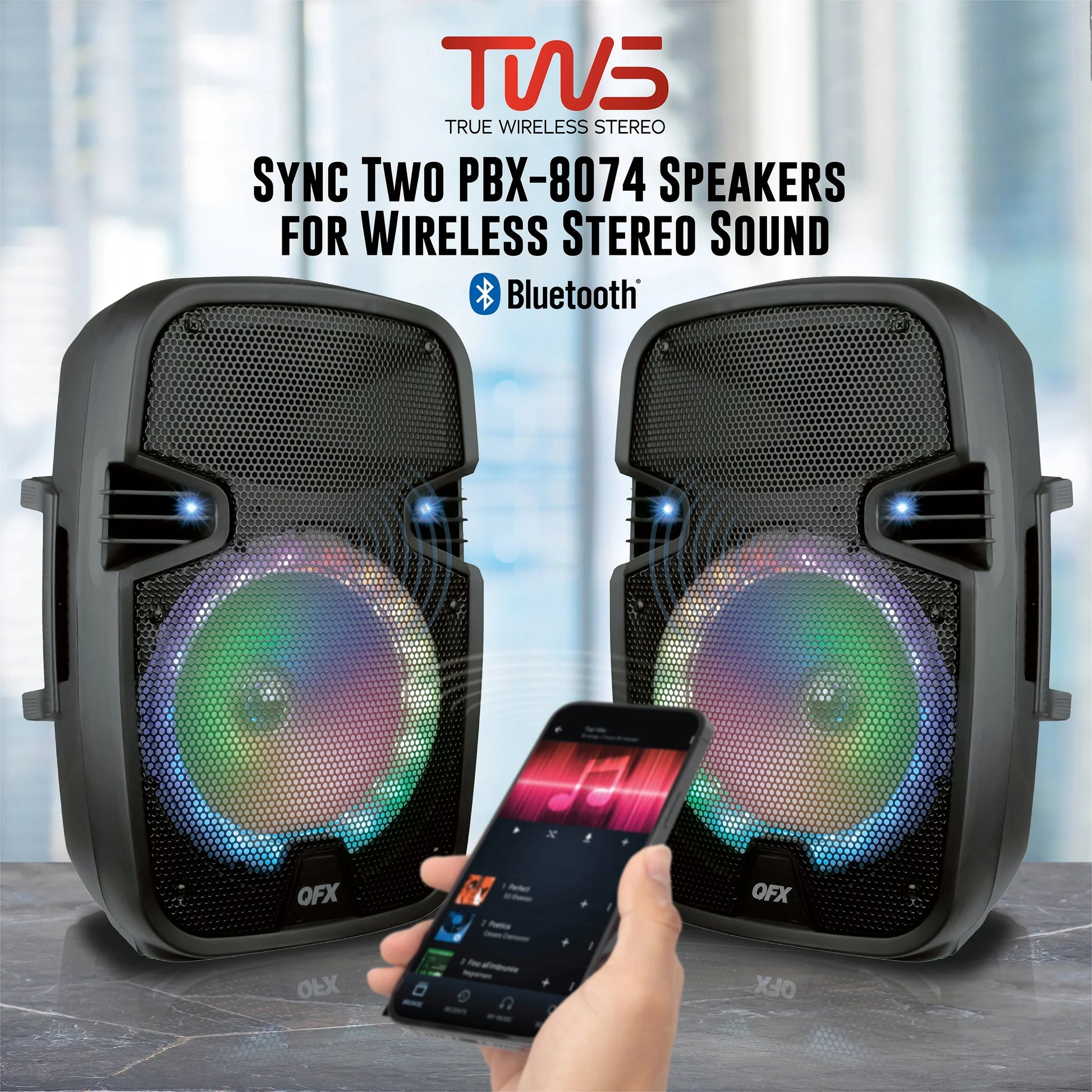 WMX-8074 8 Inch Battery Powered Portable Bluetooth Party Speaker with Bonus Mic