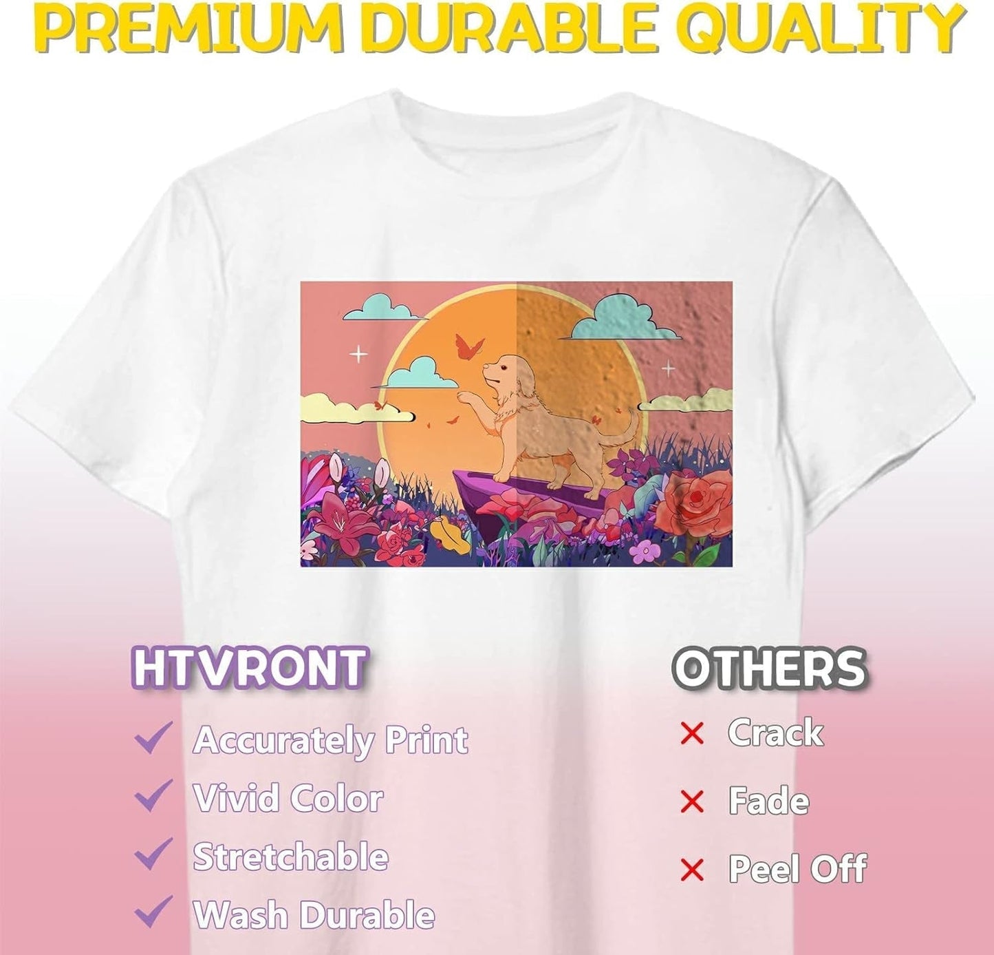 Heat Transfer Paper for Dark T Shirts & Printable Heat Transfer Vinyl for Light Fabric 60 PCS 8.5X11"