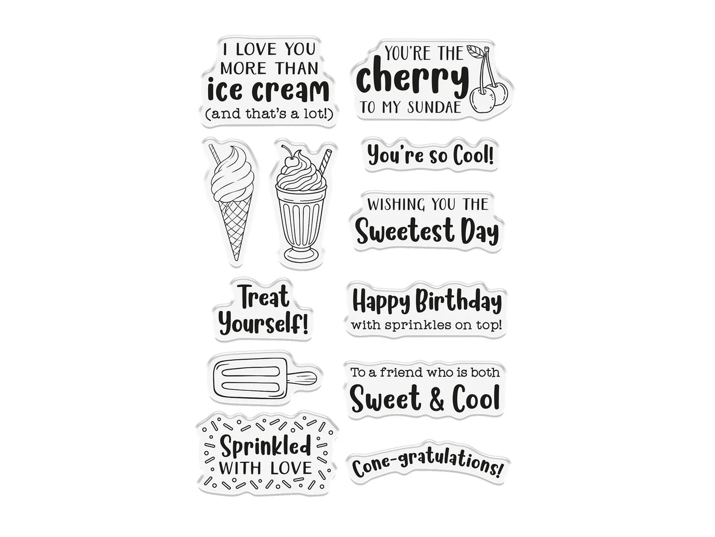 Life Is Sweet - Ice Cream-Themed Sentiment Stamp Set