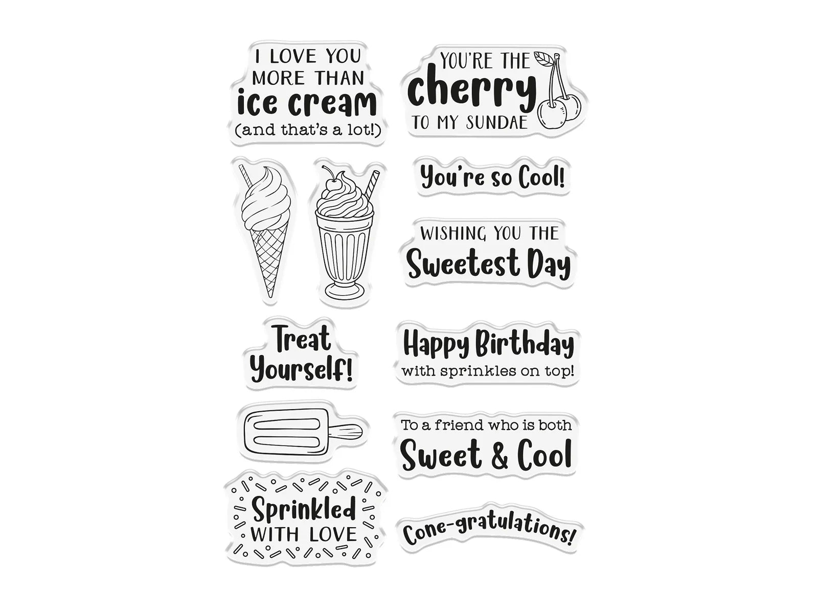 Life Is Sweet - Ice Cream-Themed Sentiment Stamp Set
