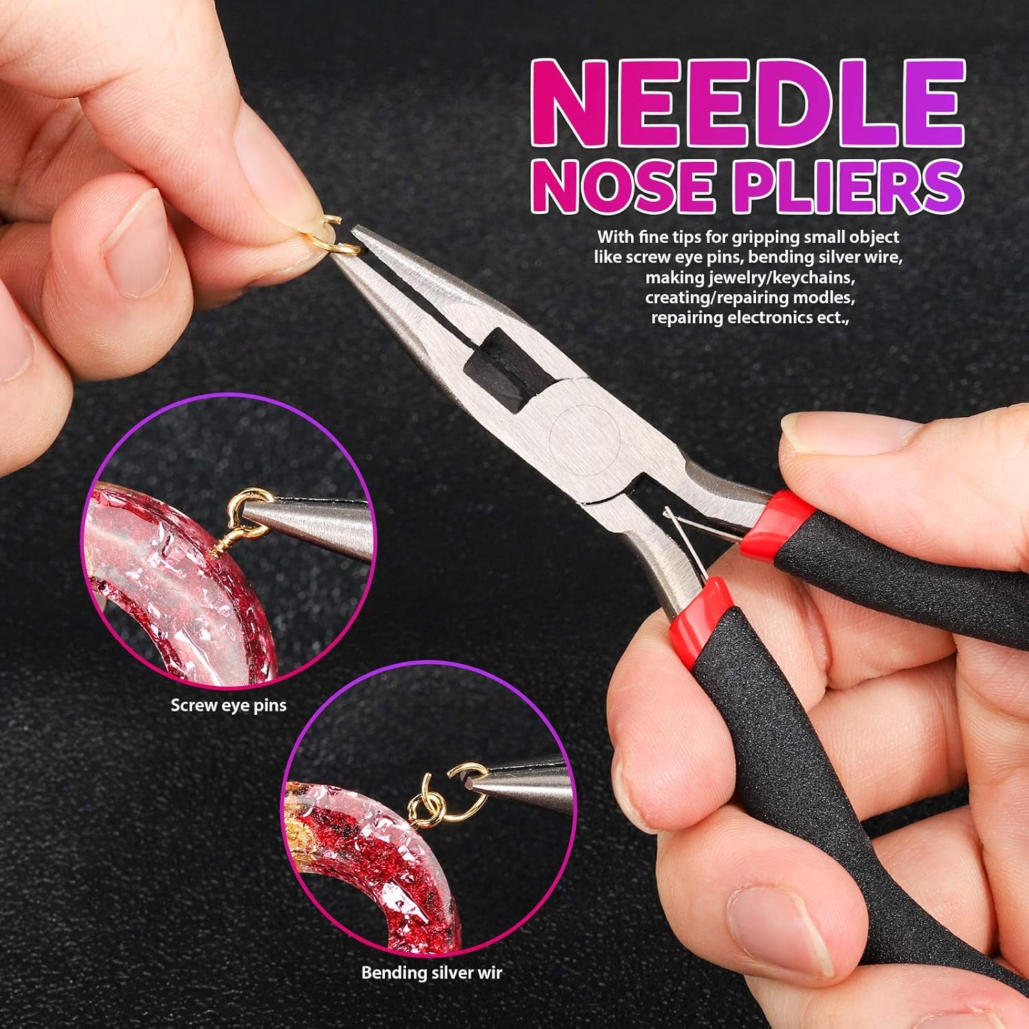 LEOBRO Hand Drill, 222 PCS Pin Vise Hand Drill with Drill Bits(0.8 Mm-3 Mm), Needle Nose Pliers, Keychain Making Kit, Jewelry Making Supplies, Hand Drill Tools for Jewelry Keychains Making
