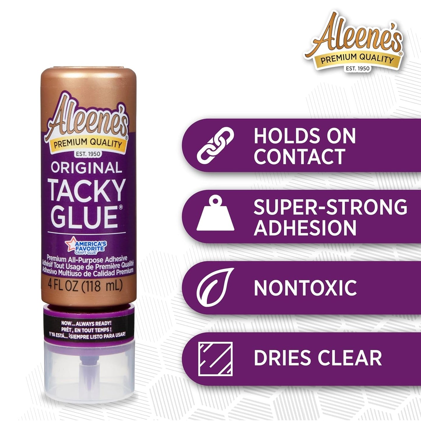 Aleene'S Orignial Tacky Glue for Crafts in Always Ready Bottle, Nontoxic, Dries Clear, 4 Fl Oz