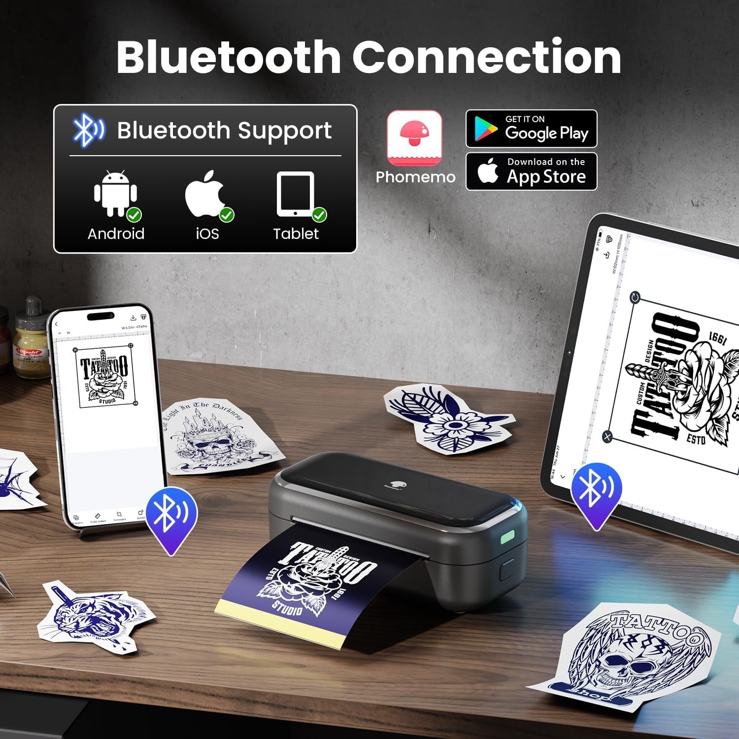 Phomemo TP31 Mini Tattoo Stencil Printer,Bluetooth Tattoo Printer with 30Pcs Transfer Paper,Tattoo Machines Printers for Tattoo Beginners & Artists Temporary Tattoo Maker