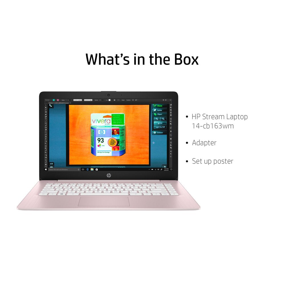 Stream 14 Laptop, Intel Celeron N4000, 4GB SDRAM, 32GB Emmc, Office 365 1Yr, Rose Pink