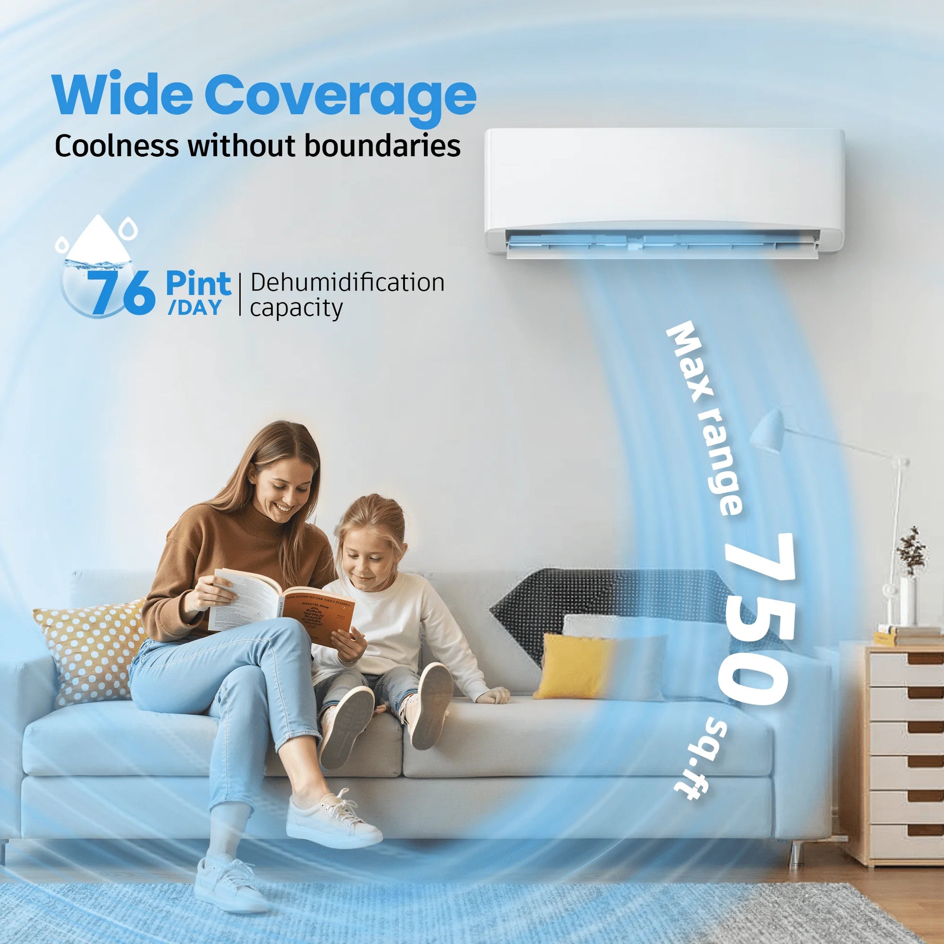 12000 BTU Mini Split Air Conditioner & Heater with Inverter, 17 SEER2 115V Energy Saving AC Unit Cools Rooms up to 750 Sq. Ft, Complete Installation Kit