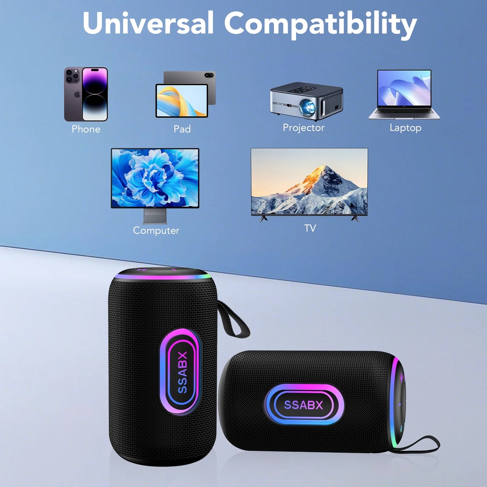 Portable Bluetooth Speaker, IPX7 Waterproof Wireless Speaker, 35W Loud Stereo Sound, 30H Playtime, 10 Colorful RGB Lights, TWS Pairing, Bluetooth 5.4 for Outdoor/Home/Party, Gift Ideas