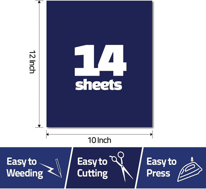3D Puff Vinyl Heat Transfer 10" X 12" - 14 Sheets Foaming HTV Assorted Colors Bundle/Variety Pack, Adhesive Vinyl, Iron-On Transfer, Heat Press with Cricut Silhouette Cameo