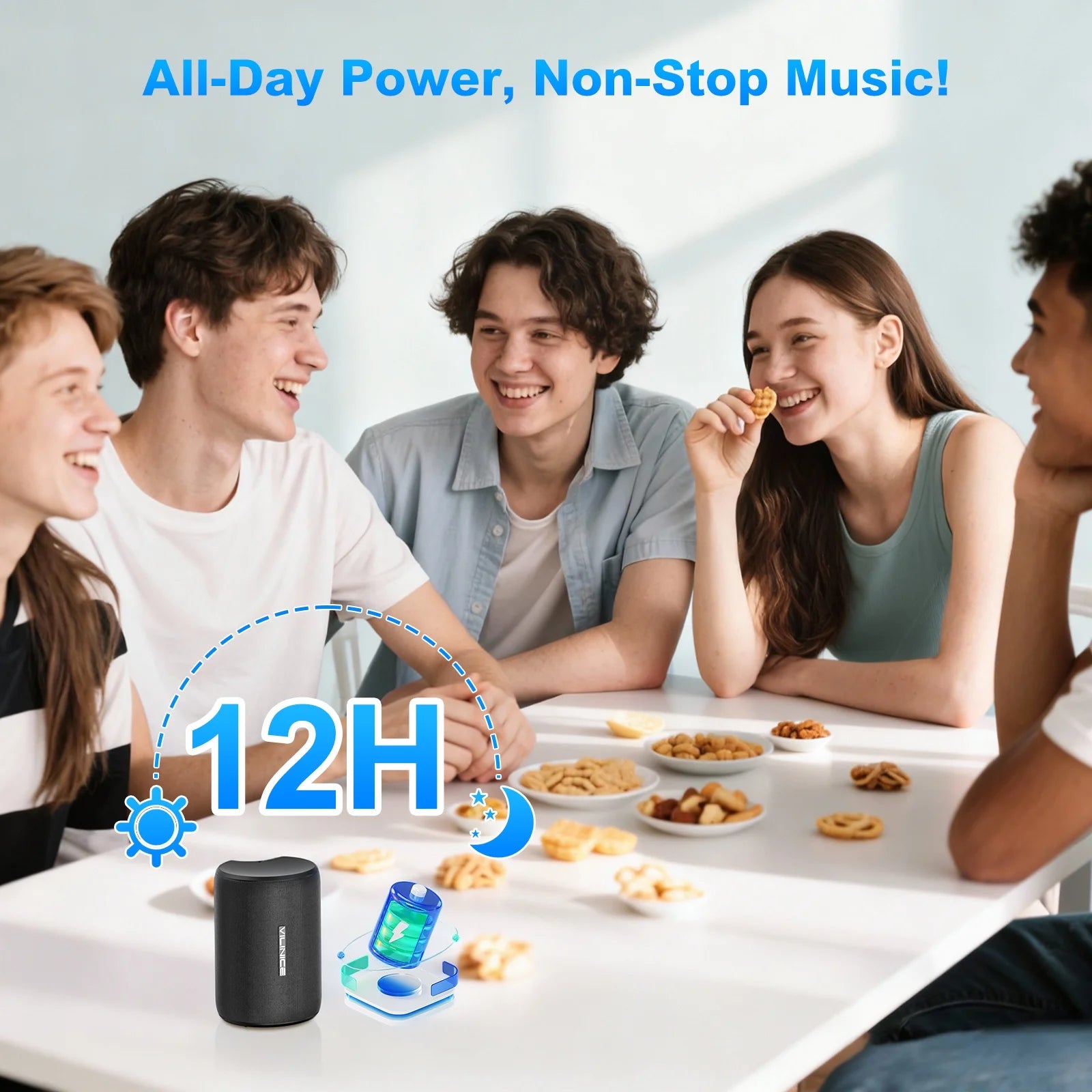 Portable Bluetooth Speaker, IPX7 Waterproof Wireless Speaker, Stocking Stuffers, Bluetooth 5.0, TWS Mini Speaker for Home/Party/Outdoor/Travel/Gifts, Black