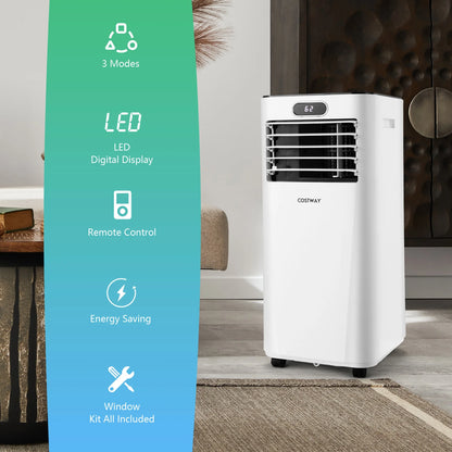 6000 BTU 350 Sq Ft Portable Air Conditioner with Remote Control, White