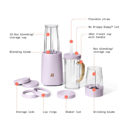 Personal Blender Set with 12 Pieces, 240 W, Lavender by Drew Barrymore