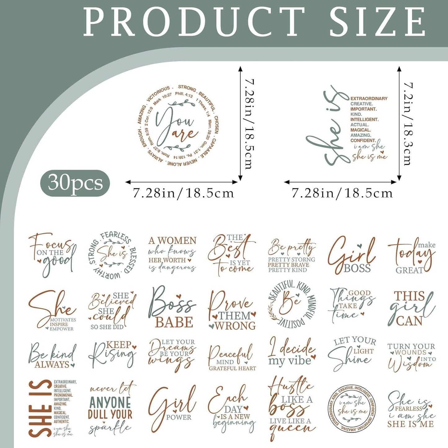 DTF Transfers Ready to Press - 30 Sheets Positive Quotes Iron on Transfers for T-Shirt Inspirational Iron on Decals Patches DIY Heat Vinyl Stickers for Clothing Pillow Hat Hoodie Bagpack