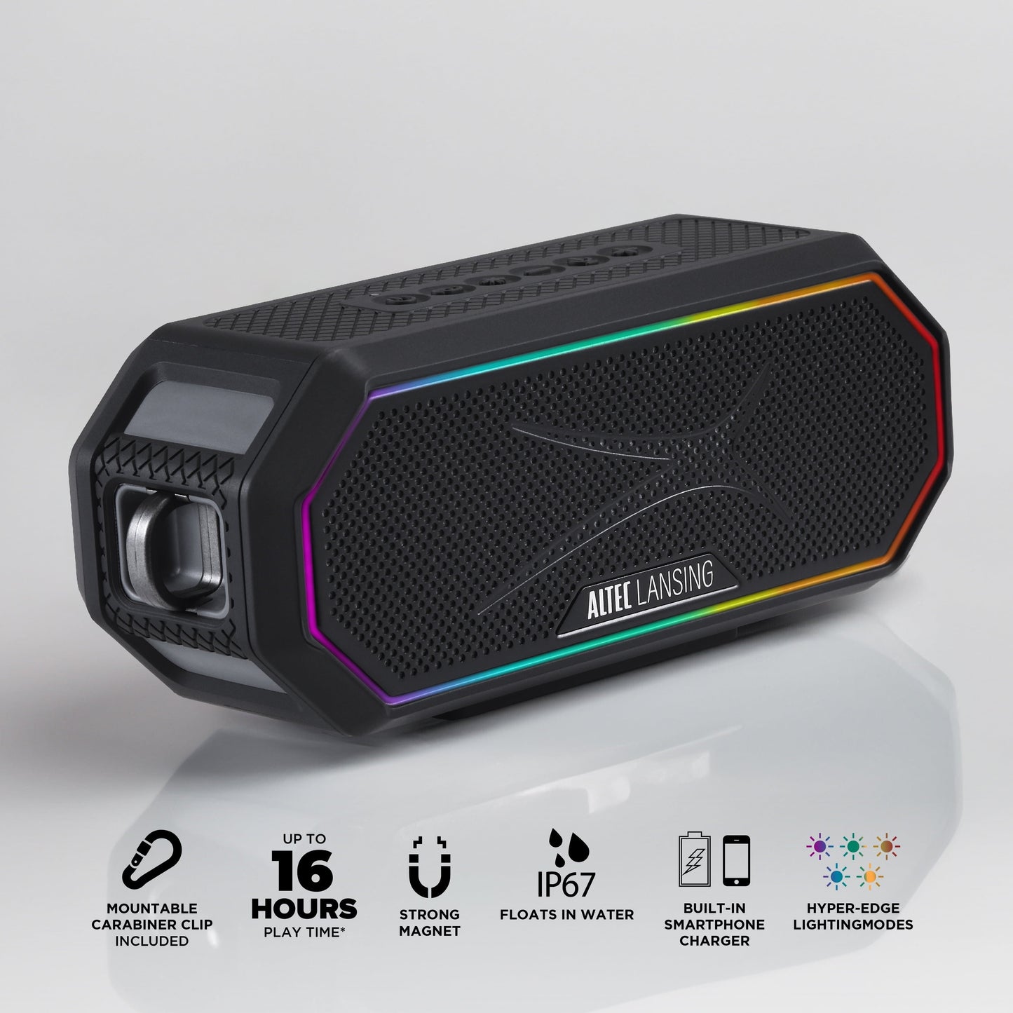 Hydra Jolt 2.0 Everything Proof Wireless Magnetic Portable Bluetooth Speaker, Black