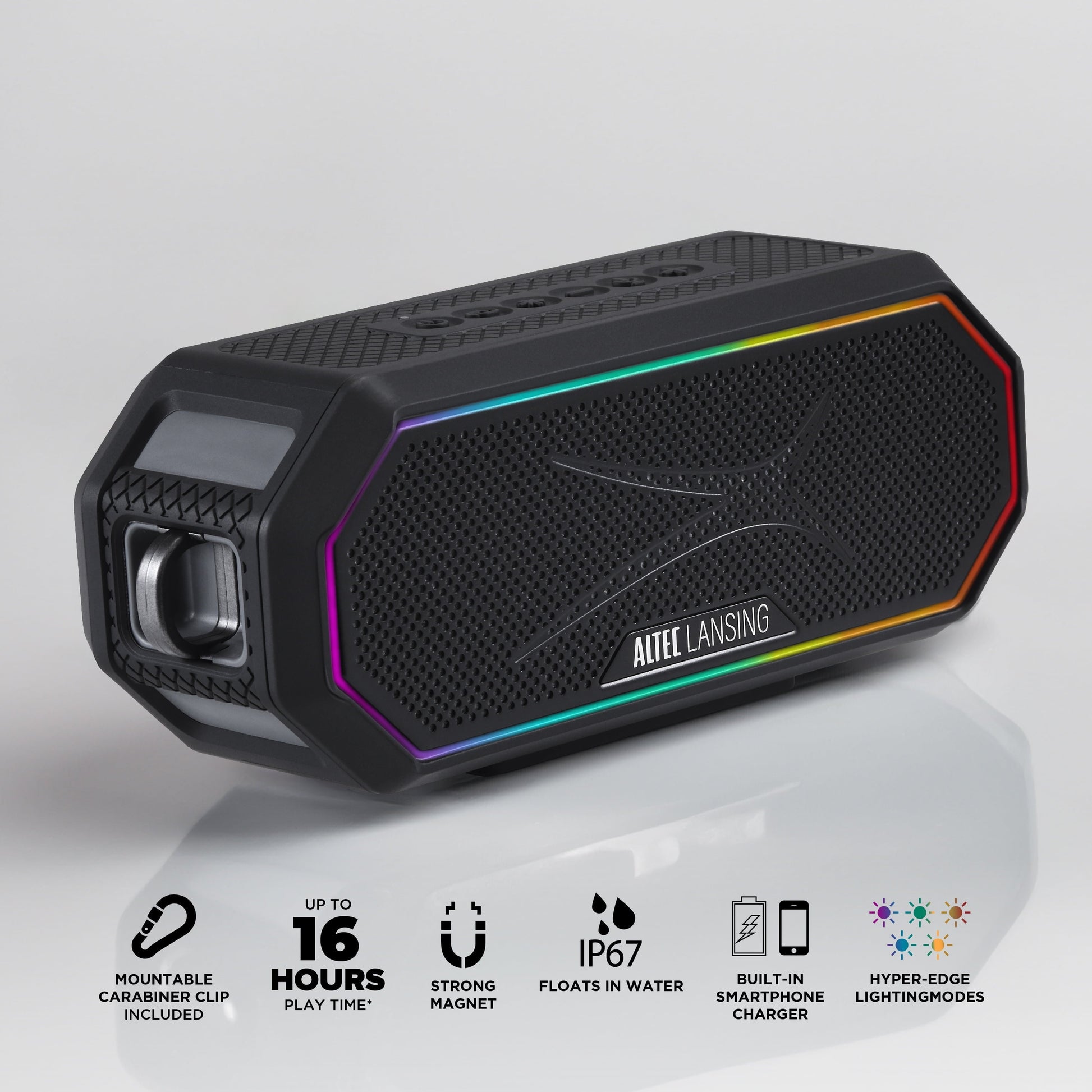Hydra Jolt 2.0 Everything Proof Wireless Magnetic Portable Bluetooth Speaker, Black