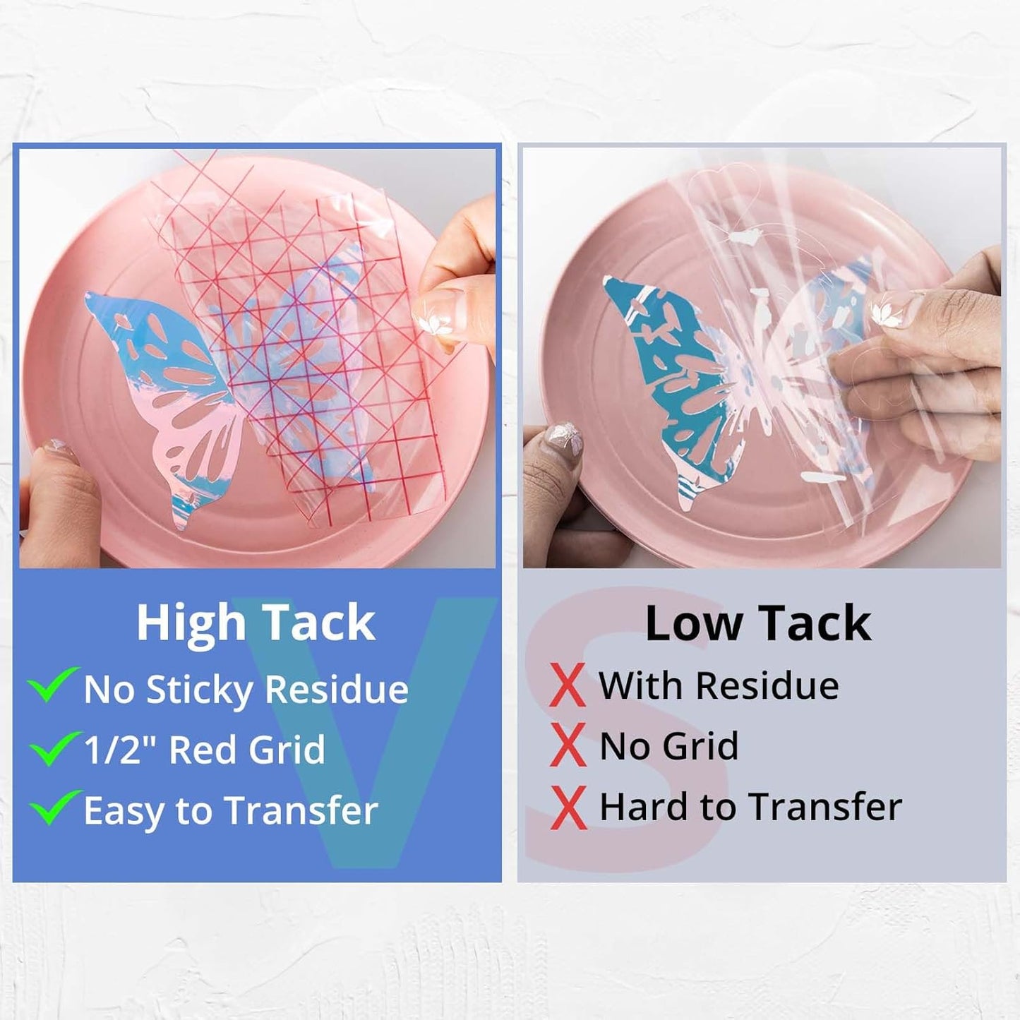 Transfer Tape for Vinyl - 12" X 20 FT Red Alignment Grid Clear Transfer Paper for Vinyl for Self Adhesive Vinyl - High Tack Transfer Tape for Signs Stickers Decals Walls Doors