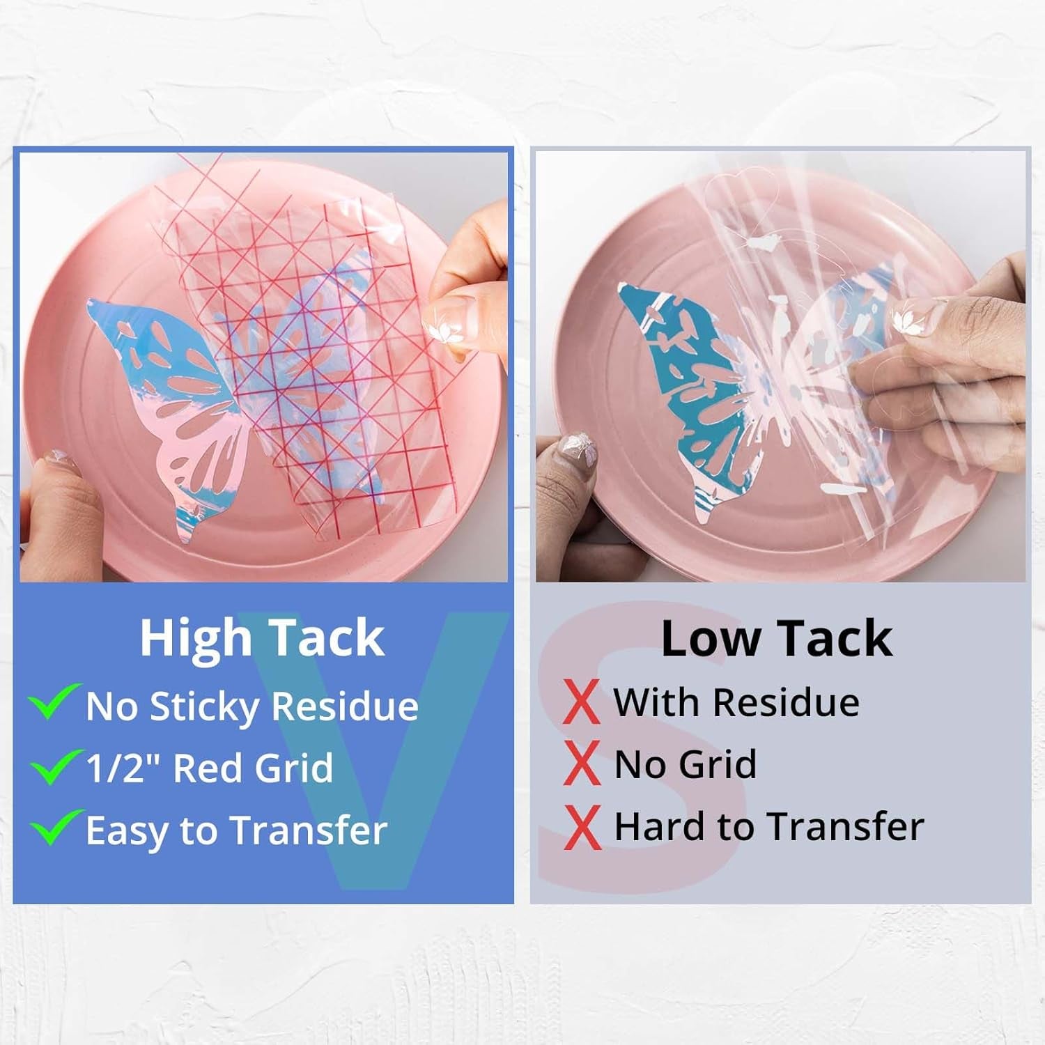 Transfer Tape for Vinyl - 12" X 20 FT Red Alignment Grid Clear Transfer Paper for Vinyl for Self Adhesive Vinyl - High Tack Transfer Tape for Signs Stickers Decals Walls Doors