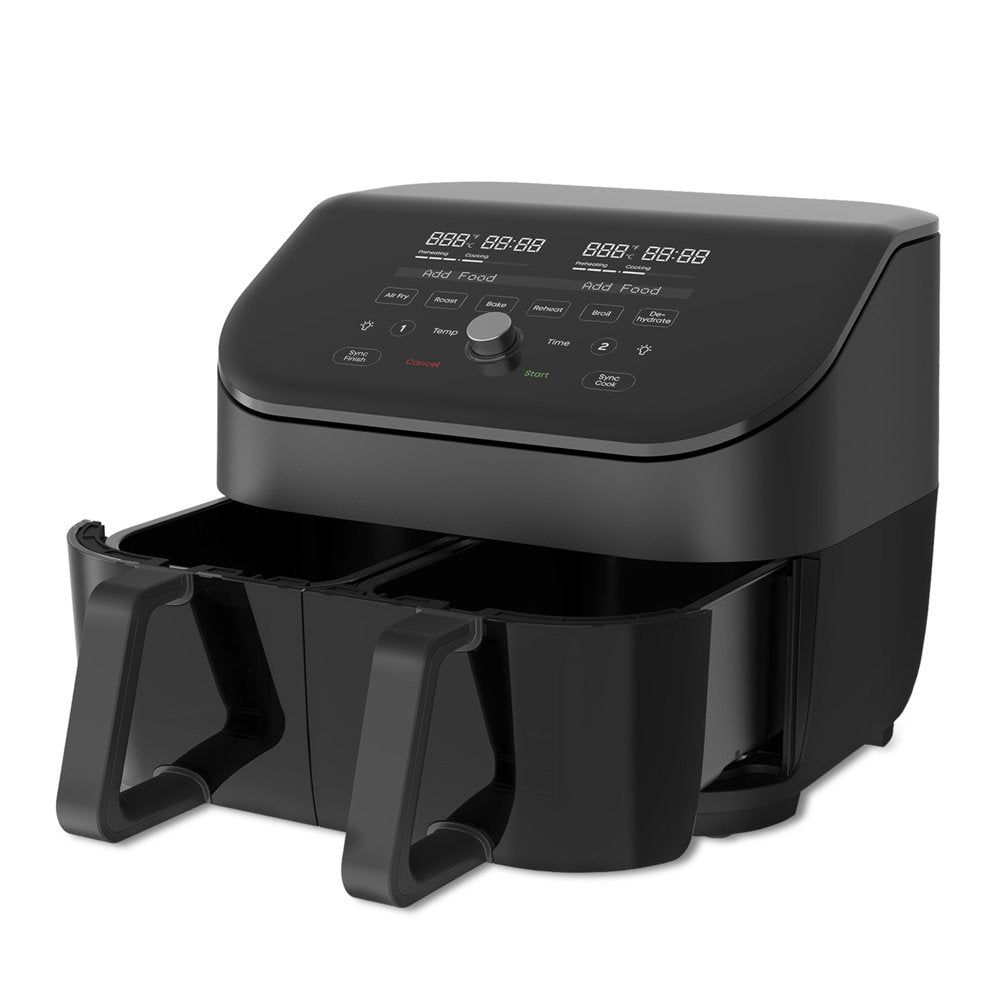 Instant Vortex plus 8 Qt 2-Basket Air Fryer Oven, Black - Clearcook Windows, Digital Touchscreen