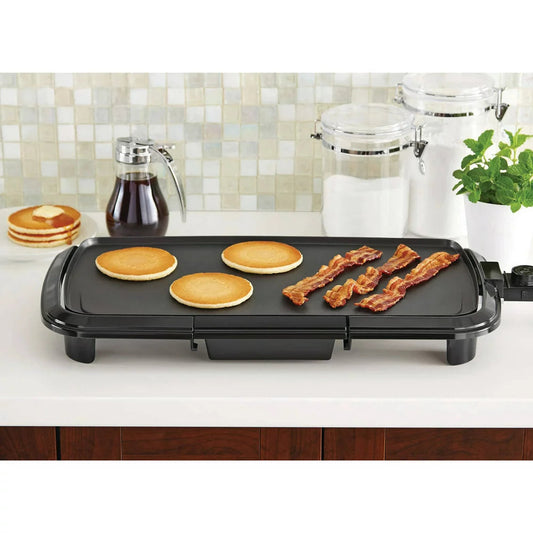 Dishwasher-Safe 20" Black Griddle with Adjustable Temperature Control