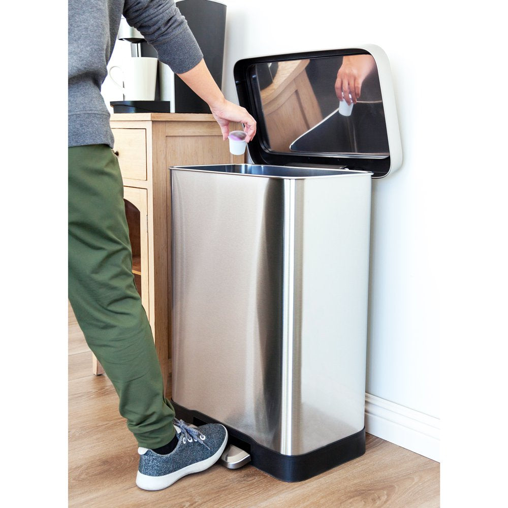 20 Gallon Trash Can, Stainless Steel Step on Kitchen Trash Can, Stainless Steel