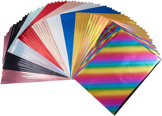 SUPERFINDINGS 60 Sheets Toner Reactive Foil 10 Colors Transfer Foil Paper A4 Foils Paper Sheet for Laser Printer+Laminator Metallic DIY Craft Embossing Scrapbooking Cards Making 11.4X7.3Inch