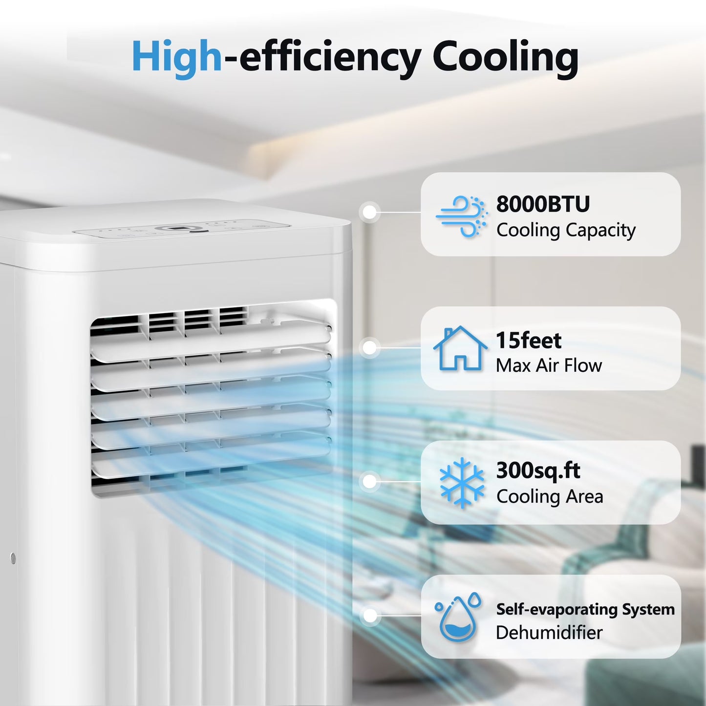 Portable Air Conditioners 8000 BTU Ashrae– 3-In-1 AC Unit, Dehumidifier & Fan with 24-Hour Timer/Remote Control for Home/Office/Apartments/Dorm