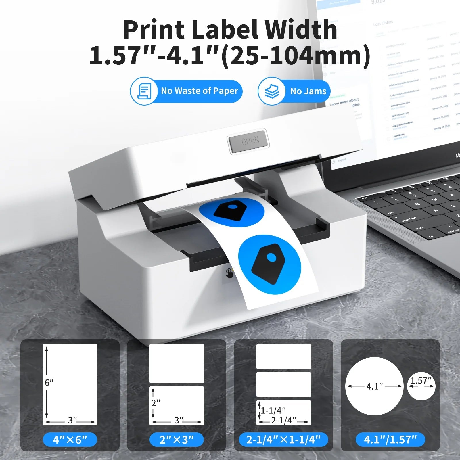 4×6 in Bluetooth Shipping Thermal Label Printer,Portable Label Printer,Compatible with Android、Iphone、Windows＆Mac,Widely Used for Home＆Small Businesses and Office
