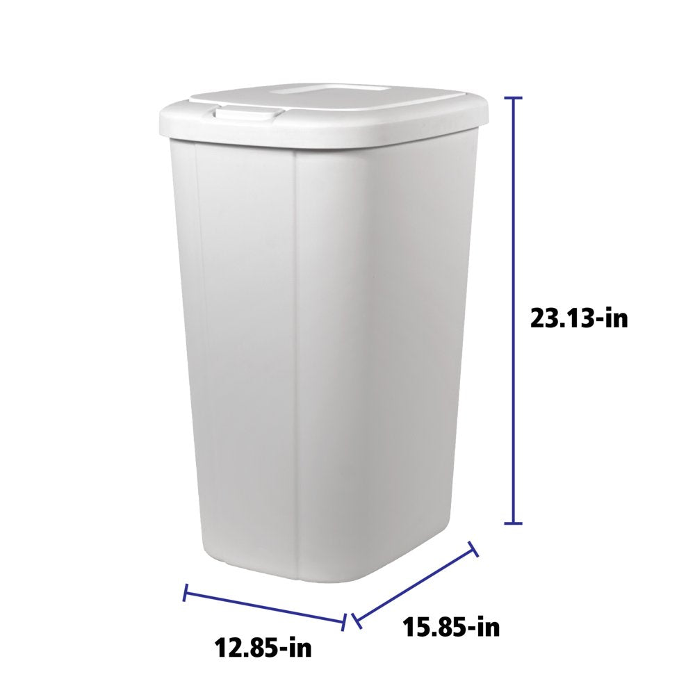 13.3 Gallon Trash Can, Plastic Touch Top Kitchen Trash Can, White