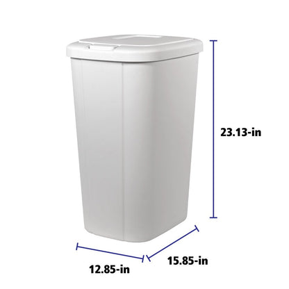 13.3 Gallon Trash Can, Plastic Touch Top Kitchen Trash Can, White