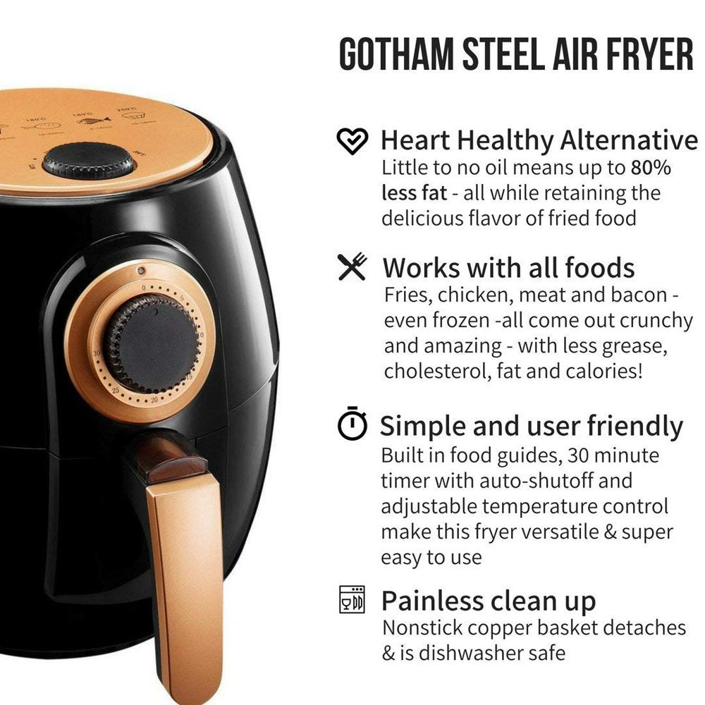 As Seen on TV  Air Fryer XL 3.8 Liter with Rapid Air Technology for Oil Free Healthy Cooking Adjustable Temperature Control with Auto Shutoff