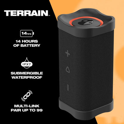 Terrain XT Medium Compact Wireless Speaker, IPX7 Waterproof, 14 Hour Battery