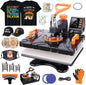 AKEYDIY Upgraded 8 in 1 Heat Press Machine for Tshirts 12''X15'' 360° Swing Away Shirt Press Machine for Sublimation Multifunctional Heat Transfer Machine Combo for DIY T-Shirts Cap & Mugs