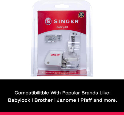 SINGER Quilting Presser Foot Kit | 3 Essential Presser Feet for Quilting – Even Feed Foot, Quarter Inch Foot with Guide & Open Toe Free Motion Foot | Compatible with SINGER CA-CC, CE, EA-EC Series