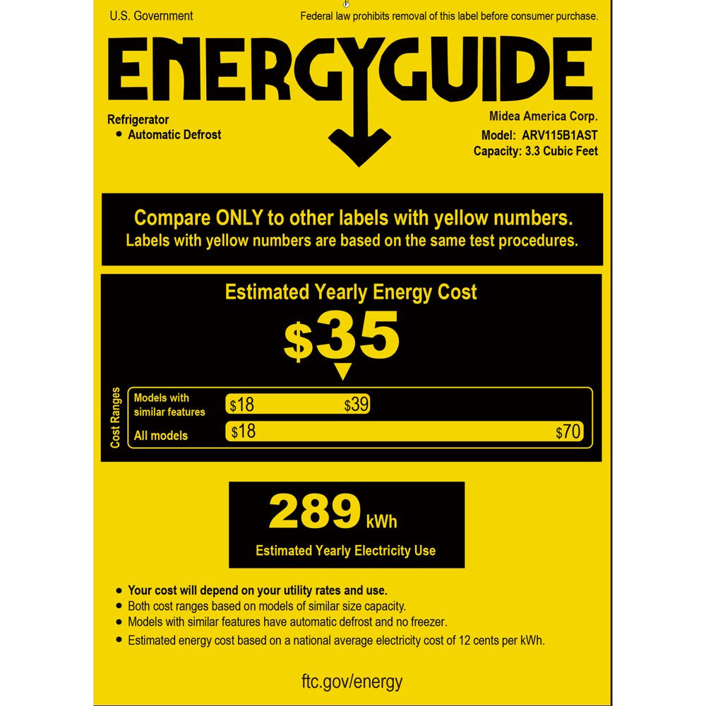 115-Can Beverage Fridge & Cooler, Stainless Steel Look, ARV115B1AST