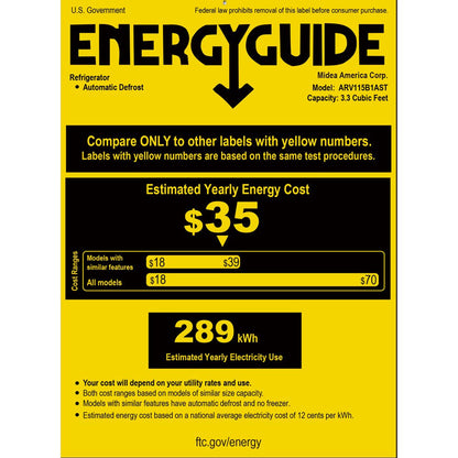 115-Can Beverage Fridge & Cooler, Stainless Steel Look, ARV115B1AST