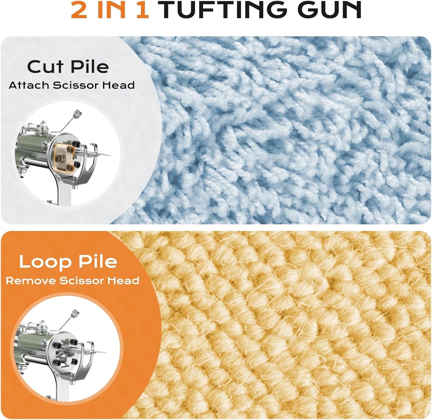 BESGEER Rug Tufting Gun with Carpet Trimmer Kit - Tuft Gun with Tufting-Shears, 2 in 1 Cut Loop Pile Carpet Gun& Carving Clippers, Rug Maker Machine Starter Kit& Trimmer& Cloth& Yarn（Olive Black）