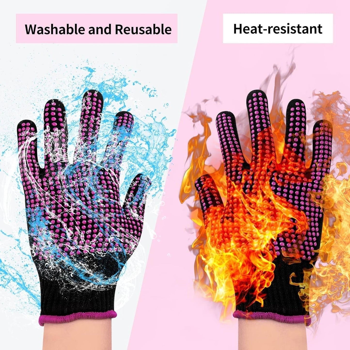 Heat Resistant Gloves for Sublimation - 2Pcs Heat Gloves for Sublimation with Silicone Bumps, Heat Resistant Work Gloves for Women, Universal Fit Size 9.44 * 5.9In