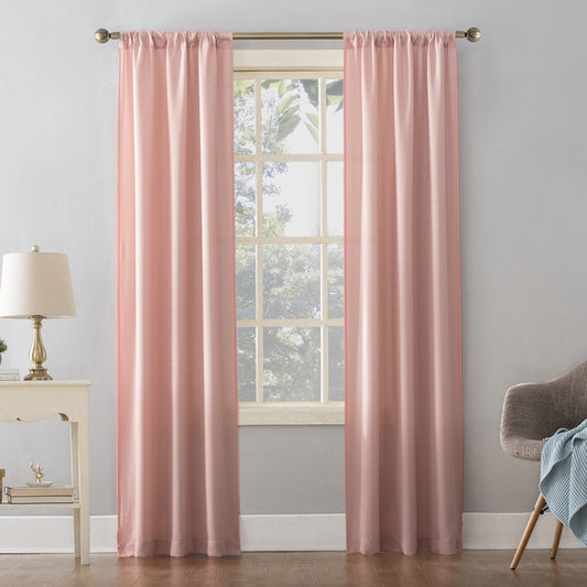 Textured Solid Curtain Single Panel, 38" X 63", Blush