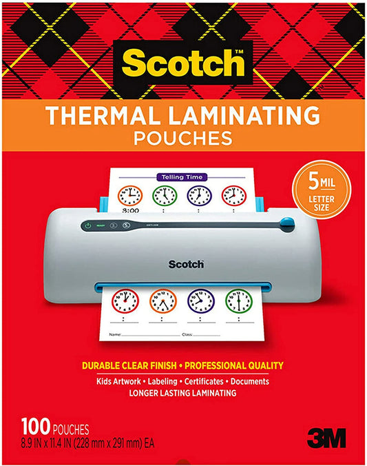 Thermal Laminating Pouches Premium Quality, 5 Mil Thick for Extra Protection, Letter Size 8.9 X 11.4 Inches, Our Most Durable Laminating Sheets, Clear, 100-Pack