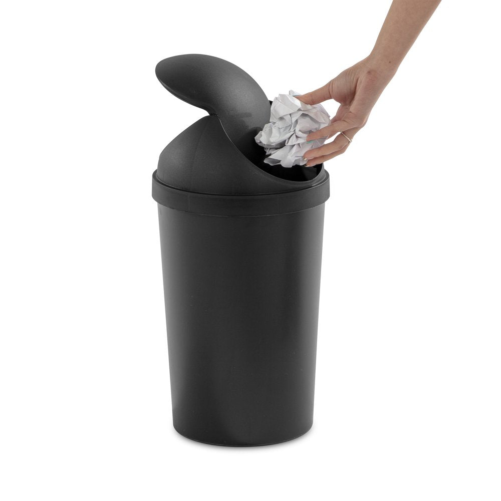 3 Gal. round Swingtop Wastebasket Plastic, Black