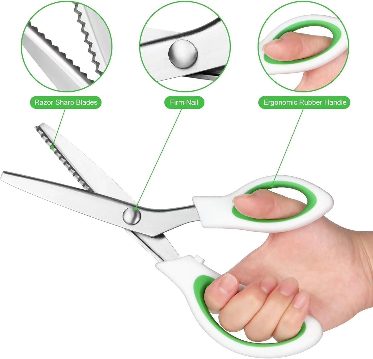 Pinking Shears，9” Zig Zag Scissors for Fabric，Pinking Shears Scissors for Fabric Cutting，Professional Handheld Dressmaking