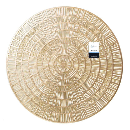 Zayne Pressed Vinyl round Table Placemat Gold 15.8" RD (1 Piece)