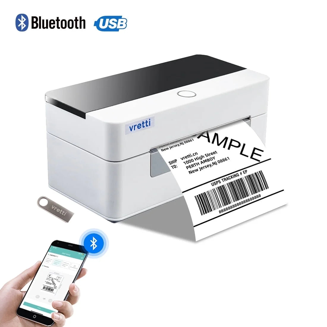 Bluetooth Thermal Shipping Label Printer, Wireless 4X6 Shipping Label Printer for Shipping Packages, Support Android, Iphone and Windows,Compatible with Etsy, Shopify, USPS, Shipstation