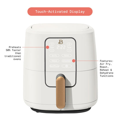 6-Quart Air Fryer with Turbocrisp Technology and Touch-Activated Display, White Icing by Drew Barrymore