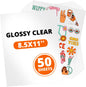 Sublimation Sticker Paper - 50 Pcs Glossy Transparent Waterproof Sublimation Stickers 8.5 * 11In for Decoration