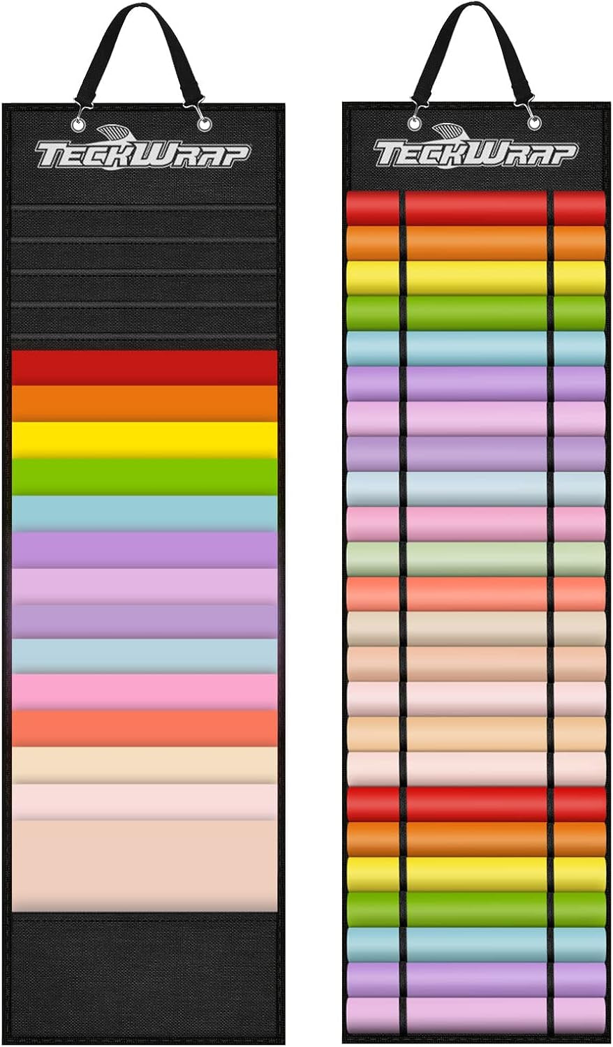 Vinyl Roll Holder, Vinyl Roll Storage Organizer Black Double-Sided Wall-Mount with 44 Compartments