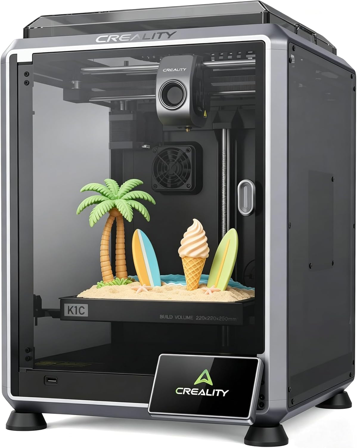 Creality K1C 3D Printer, 600Mm/S Fast Speed Auto Leveling 3D Printers with AI Camera for 300°C Printing, Switchable Silent Mode Reliable Carbon Fiber 3D Printing 220 * 220 * 250Mm