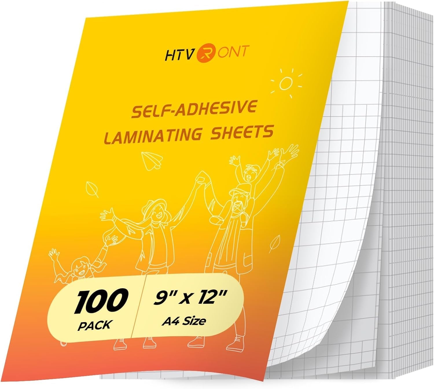 HTVRONT Self-Adhesive Laminating Sheets - 100 Pack, 5Mil, 9 X 12 Inches Self Laminating Sheets, No Machine Needed Clear Laminate Sheets for Protecting and Preserving Documents, Photos, Menus, Stickers