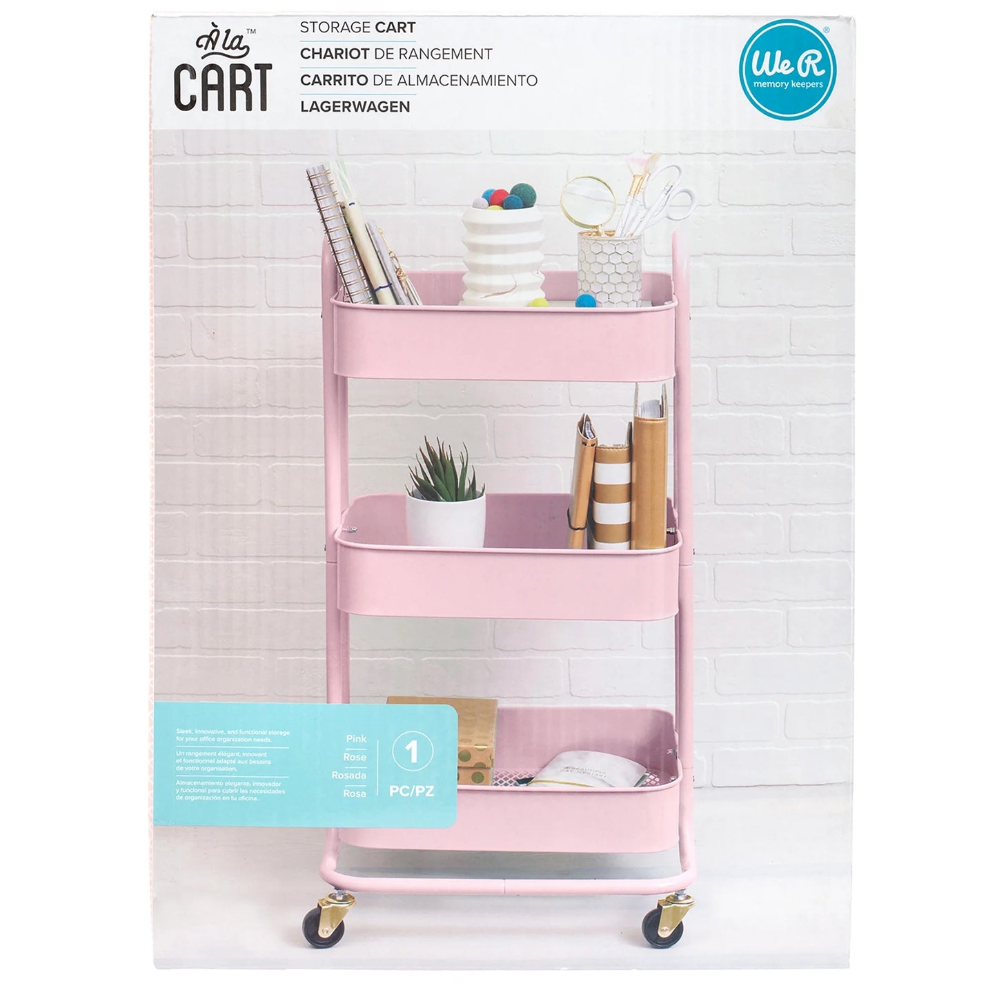 We R a La Memory Keepers Storage Cart with Handles-Pink