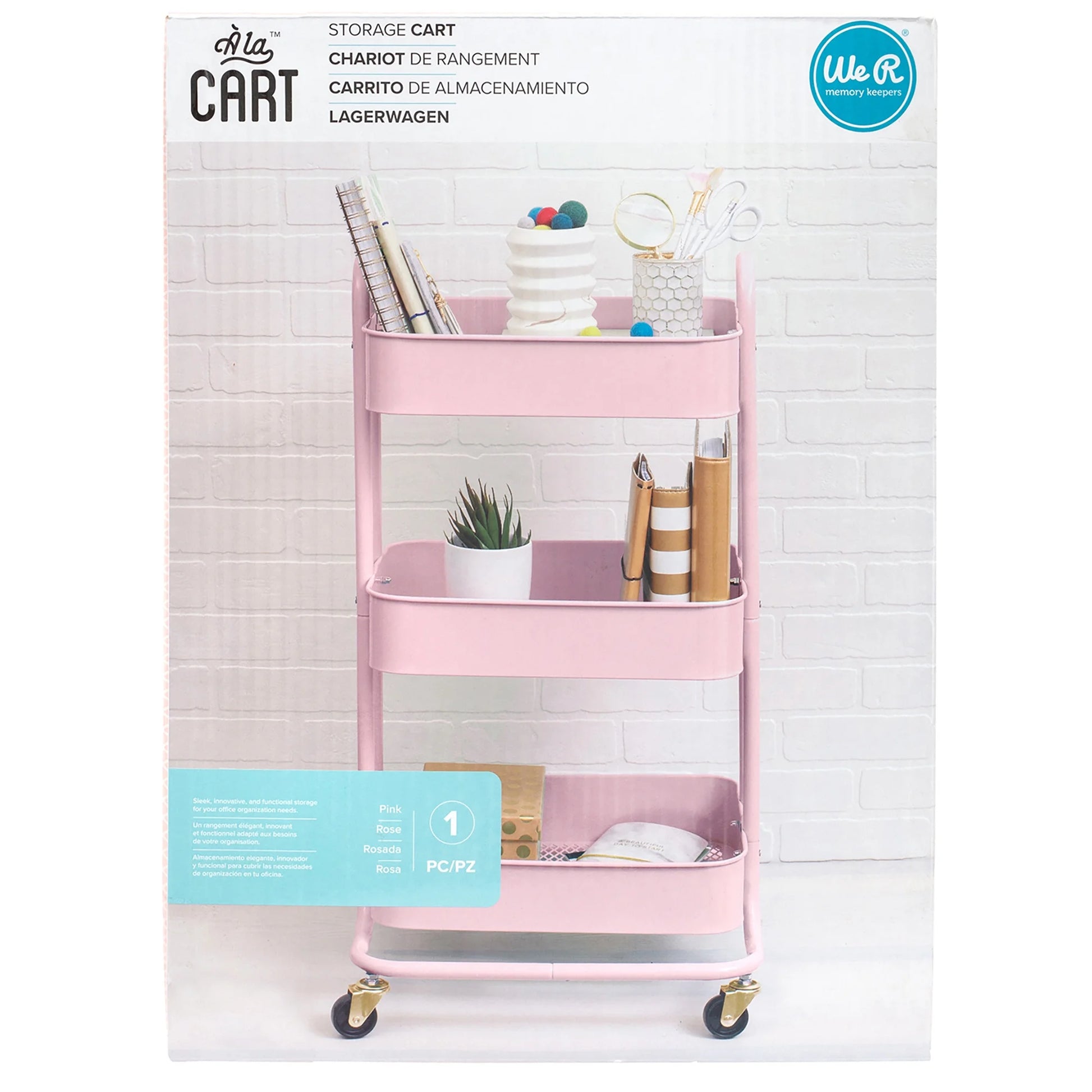We R a La Memory Keepers Storage Cart with Handles-Pink