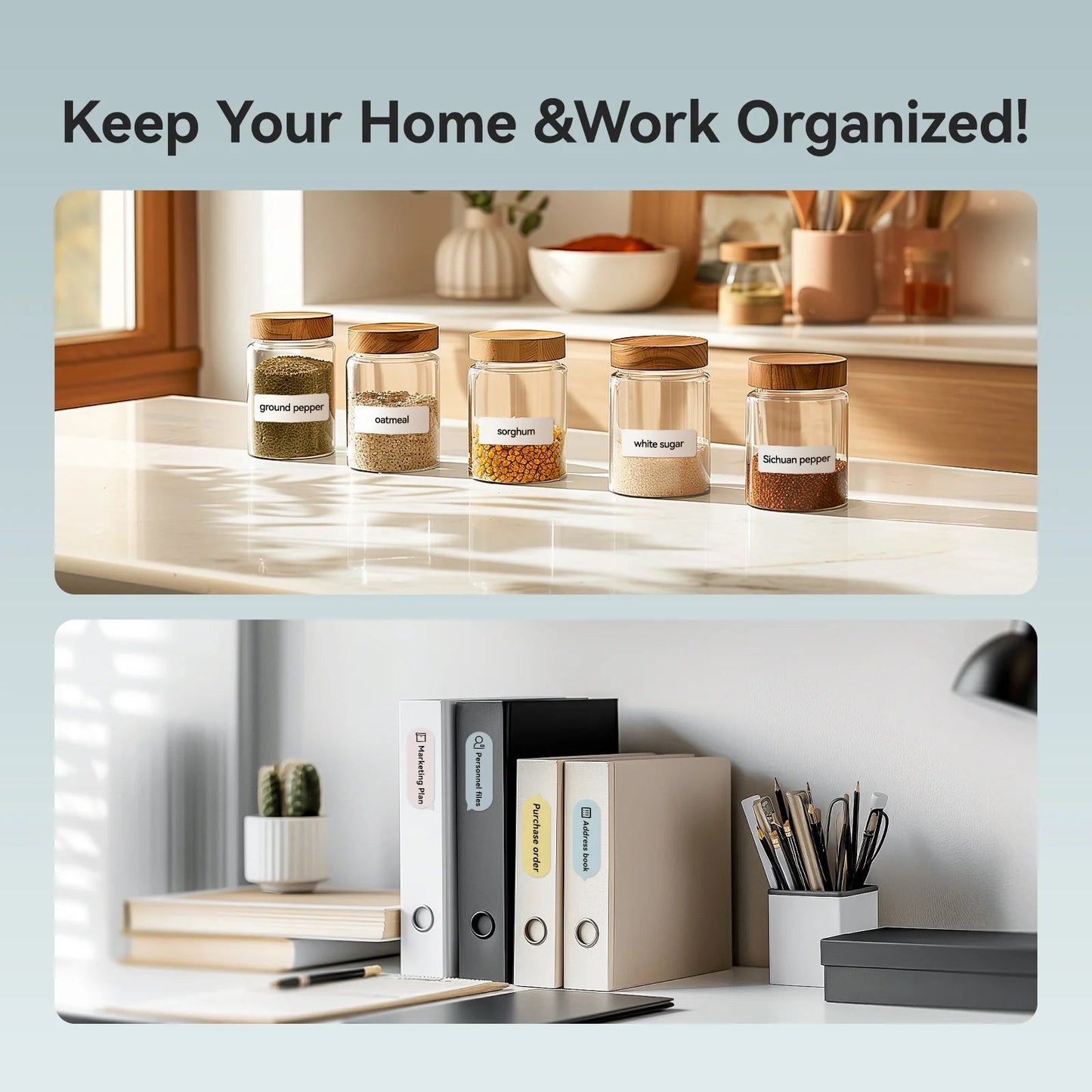 Label Maker D110 Upgraded Mini Portable Label Printer Inkless Labeler Sticker Bluetooth Rechargeable Thermal Label Maker Machine with Tape(Blue)